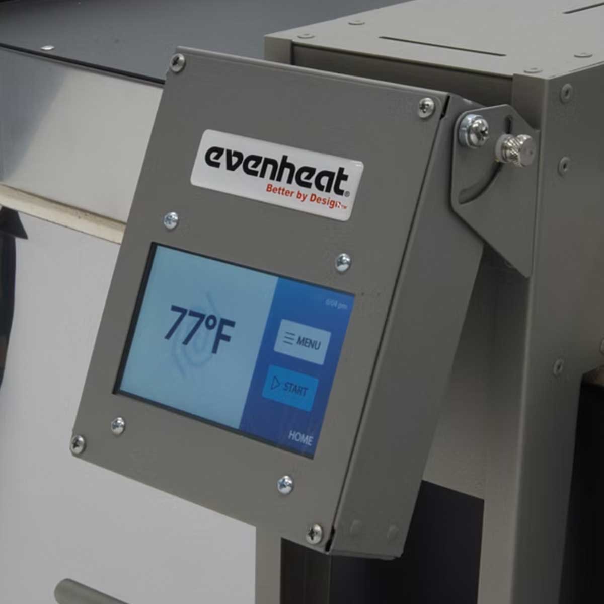 Evenheat Studio Pro 24 Glass Kiln View of Controller Swing View Equipped