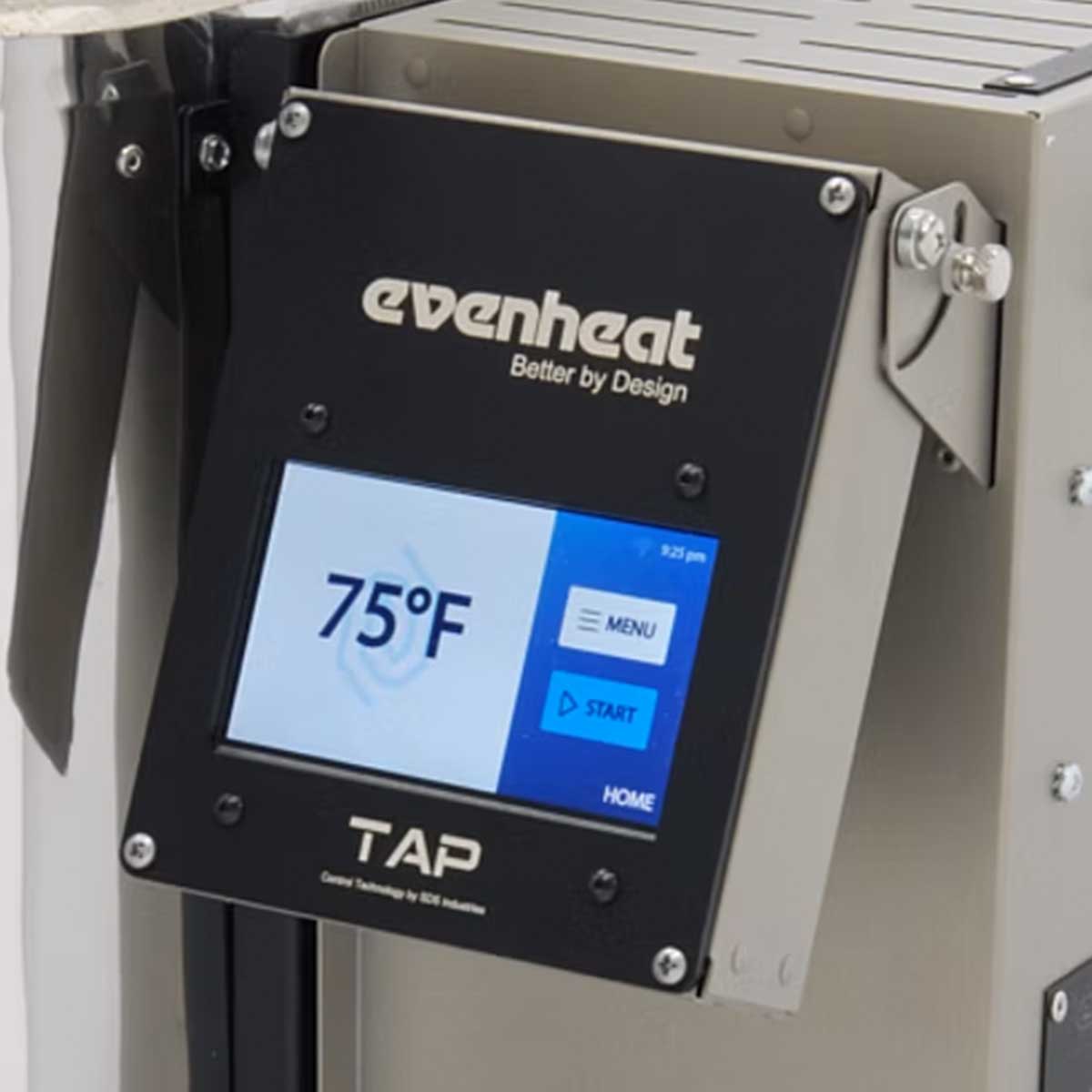Evenheat Studio Pro 28 Glass Kiln View of Controller Swing View Equipped