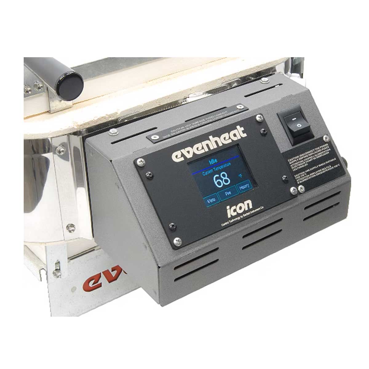Evenheat Studio Pro STP Clamshell Glass Kiln View of Icon Controller Equipped