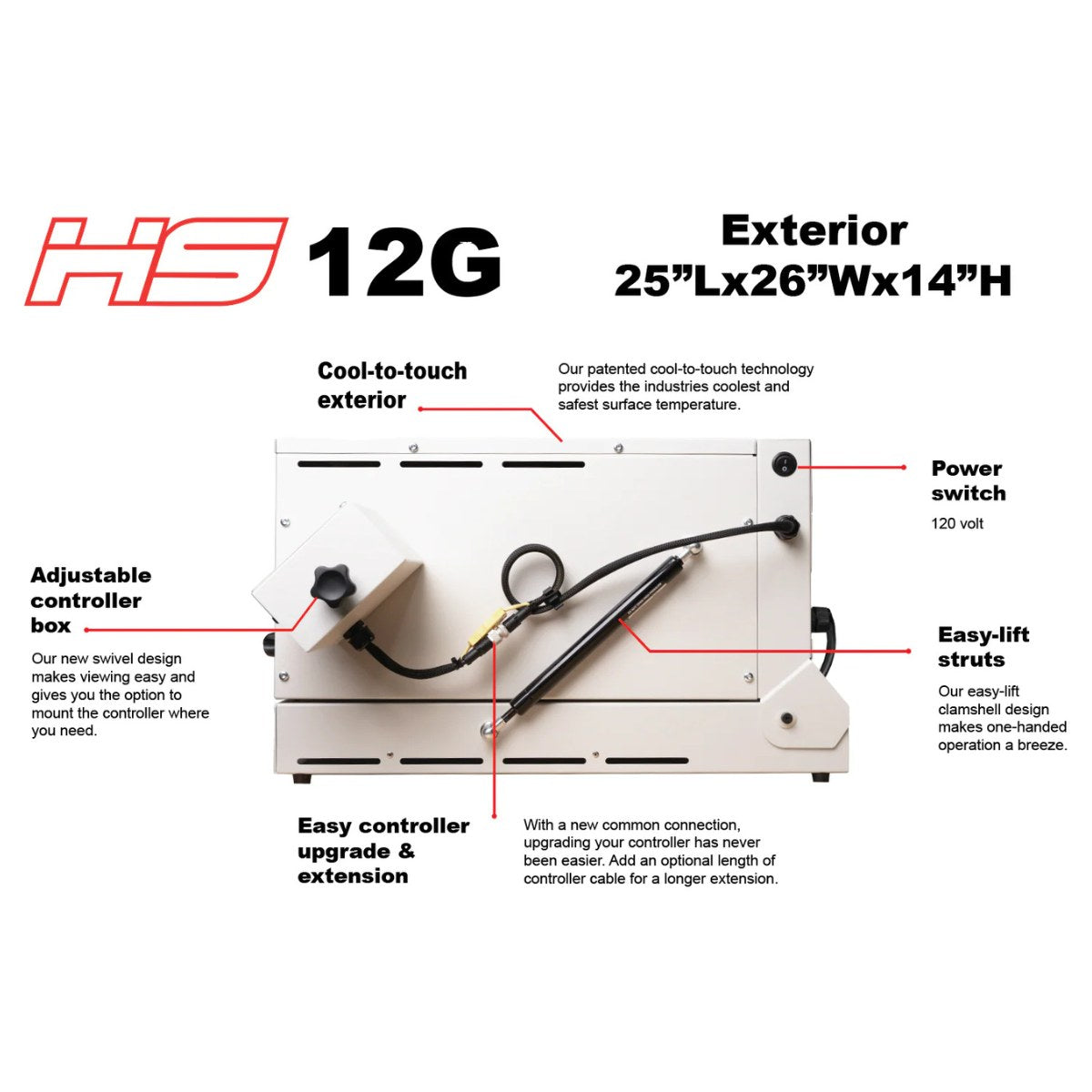Hot Shot 12G Glass Kiln View of the Dimensions and Exterior Features