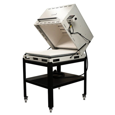 Hot Shot 24G Glass Kiln Bottom Access with Rolling Stand Side Angle View
